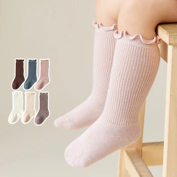 batole detské ponožky volánikmi bavlna priedušná kolená vysoké ponožky long leg warmers novorodenca chlapec dievčatá jednofarebné ponožky jeseň nové