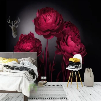 Beibehang 3D tapeta romantický červené ruže, TV joj, stena obývacia izba, spálňa pozadí nástenná maľba foto tapety na steny 3 D