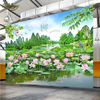 beibehang Rybník Lotus Vlastné abstraktných de parede 3D Foto Tapety Spálňa Pre Steny Pozadí Nástenné Maľby, Tapety Obývacia Izba