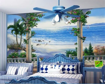 beibehang Sen, krásna pláž krajiny Stredomoria nástennú maľbu, tapety domova gauč pozadí na stenu, tapety na steny, 3 d