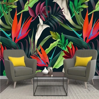beibehang Vlastné foto tapety Nordic tropických rastlín kvety, Moderný minimalistický stenu pozadia abstraktných de parede 3D Tapety