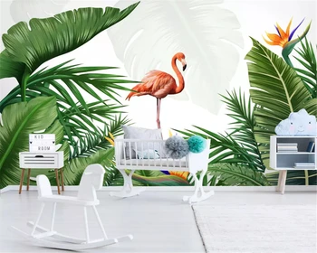 beibehang Vlastné módy klasické eco tapety Nordic tropických rastlín flamingo pozadí abstraktných de parede stenu papiere domova