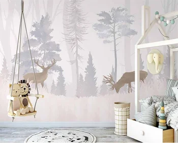 beibehang Vlastné nové, moderné abstraktných de parede Nordic ručne maľované lesa elk detskej izby interiérové umelecké pozadie, wallpaper