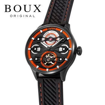 BOUX 42MM Športové pánske Módne Zotrvačníka Automatické Mechanické Hodinky Luxusné Kostra Rušeň v Pohode Svetelný Mužov Náramkové hodinky