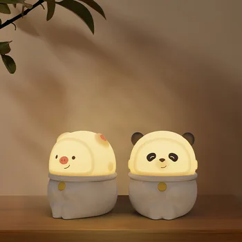 Cartoon Silikónové Panda Nočné Svetlo USB Nabíjateľné Ochrana Očí Prasiatko Svetlá Detí Darček Spálne Dekorácie, Lampy