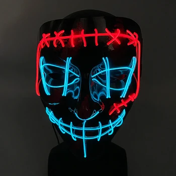 Chladné Svetlo Až Strašidelné Masky Neónové Svietiace Farebné Diabol Maska LED Svietiacimi s Úsmevom Maska Horor Halloween Party Kostým