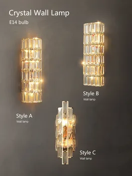 Crystal Nástenné Lampy, Obývacia Izba, Spálňa Hall Foyer Loft Hotel Home Interiéru Moderný Luxusný Dekor Zlatého LED E14 Stenu Sconce Svetlo