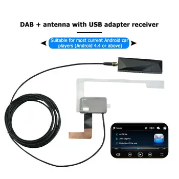 DAB002 DAB+ Anténa s USB Adaptér Prijímač pre Android Auto Stereo Prehrávač SMA DAB Prijímač Auto Rádio Leteckých Kábla Antény