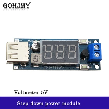 DC-DC step-down napájací modul batérie vozidla voltmeter+5V USB nabíjanie mobilného telefónu