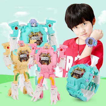 Deformácie Robot Akcie Transformácie Náramkové hodinky Hračky Deti Elektronické Hodinky Tvorivého Vzdelávania Detí Deformácie Hodinky