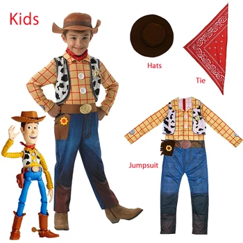 Deti Woody Cosplay Kostým Toy Story Šerif Woody Pride Cosplay Kombinézu Oblečenie Halloween Karneval Kostým Kombinézach Klobúk