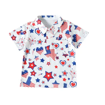 Deň nezávislosti 4. júla Lete Boutique Chlapcov, Oblečenie Biele Tričko s Krátkym Rukávom Ohňostroj Rocket Karikatúra Tlače