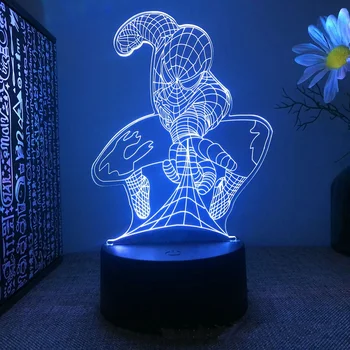 Disney 3D Ilúziu LED Nočné Svetlo Spiderman Deti Nočné Svetlo priehľadný Akrylový Účtovná základné Svetlo Logo, 3,5 mm Plexisklo Dosky