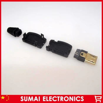 Doprava zadarmo 10sets 4 v 1 zlatenie Micro USB 5P Muž Plug Drôt Spájkovanie, Typ