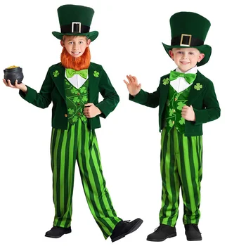 Dospelých Írsko Saint Patrick St. Patrick Day Šťastie Víla Leprechaun Kostým Detský Írsky Škriatok Cosplay, Karneval, Halloween Oblečenie