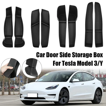 Držiak na Príslušenstvo 4pcs/Set Dvere Auta Strane Úložný Box Predné Zadné Dvere, Rukoväť, lakťová opierka Zásobník Organizátor Pre Tesla Model 3 Model Y