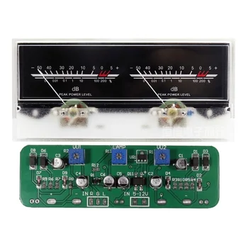Dvojité ukazovateľ VU Meter Stereo Audio Zosilňovač Rada DB Zvuku Indikátor Úrovne Meter Nastaviteľné Podsvietenie S Vodičom