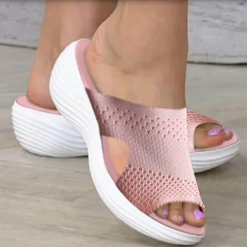 Dámske Outdoorové Sandále Módne Letné Kliny Platforma Topánky Vonkajšie Nosenie, Ľahký Flip-flops Pošmyknúť Na Pláži Bežné Papuče