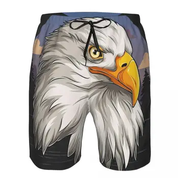 Eagle Hlavu S Americkou Vlajkou Vzor pánske Plážové Šortky Fitness Rýchle sušenie Plavky Zábavné Ulici Zábavnej 3D Šortky