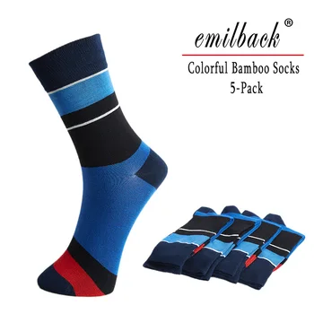 Emilback 5 PRS/Veľa Farebné Pánske Radi Vtipné Bežné Dlhé Bambusové Ponožky Vysokej Kvality, Veľmi jemné Antibakteriálne Veľká Veľkosť Priedušná F