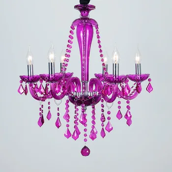 Európska Farba Crystal Svetlá Romantická Spálňa Luster Oblečenie Izba KTV Izba Fialová Luster Reštaurácia Lampy