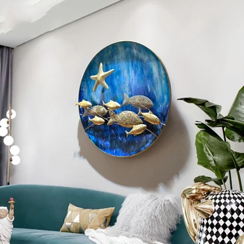 Európska Kovaného Železa 3D Stene Visí Morských Rýb Skupiny Umenie Domov obývaciu izbu Kolo Stenu, Nálepky Remesiel Hotel Nástenné Maľby Dekorácie