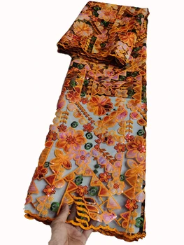 Európske a Americké nové čipky vysokú kvalitu výšivky, módne flitrami elegantné dámy senior šaty šaty 5 metrov