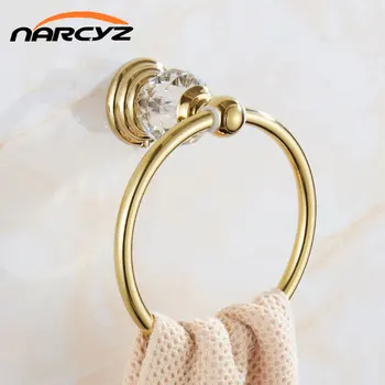Európskom štýle Gold Crystal Prsteň Kolo uterák rack uterák visí kruhu Kúpeľňa uterák rack zavesenie GLY30