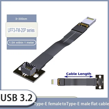 F9T-F6A USB 3.2 Vnútorný 20kolíkový USB Typ-E Mužského Typu-E Ženy Predný Panel Zásuvky Rozšírenie Ploché Stužkový Kábel s dierou