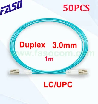 FASO 50PCS/Pack 1 M Multimode OM3 Optická Optický Patch Kábel LC/UPC Duplex 3.0 mm Jumper Optické Patch Kábel