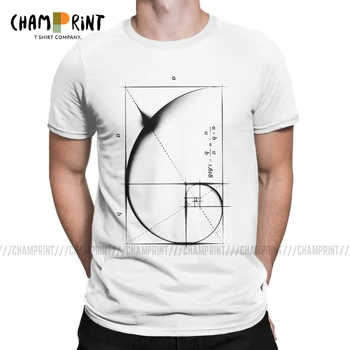 Fibonacciho Postupnosť Zlatý Pomer Mužov Tričko Matematika Technické Geek Vintage Tee Tričko Kolo Golier T-Shirts Plus Veľkosť Oblečenie