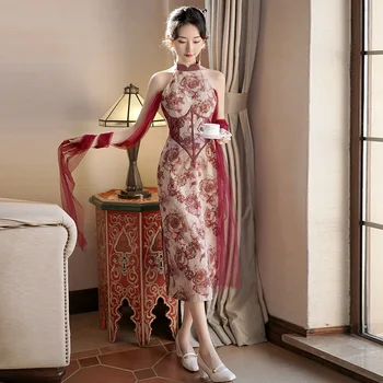 FZSLCYIYI Lepšiu Čínsky Cheongsam Lete Sexy bez Rukávov Qipao Šaty Žien Oblečenie