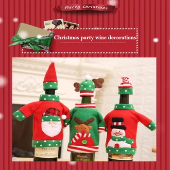 Fľaša Vína Kryt Vianočné Snehuliak Santa Claus Elk Vyšívané Cartoon Fľaša Vína Výzdoba, Vianočné Party Dekorácie Nový Rok