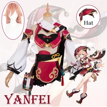 Genshin Vplyv Yanfei Cosplay Kostým Jednotné Parochňu Anime Halloween kvalitné Kostýmy pre Ženy Hra