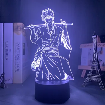 Gintama Gintoki Sakata Led Nočné Svetlo pre Spálňa Decor Farebné Nočného Anime Darček Gintama 3d Lampa Gintoki Sakata
