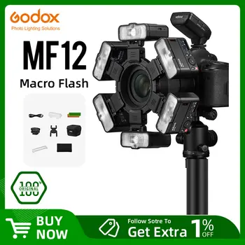 Godox MF12 MF12-K2 Macro Flash 2 Ľahké Súprava Mini Speedlite vstavané Godox X Systém TTL Flash + Farebný Filter pre Makro Zábery,