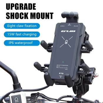 GUB Bezdrôtový Telefón Držiak na Nabíjanie Stojan Stabilný Anti-Shake Motocykel Mobilný Telefón Mount 360 Stupňov Rotácie Jazdecké Príslušenstvo
