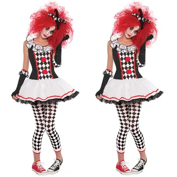 Halloween Kostýmy pre Dospelých Žien Zábavné Cirkusové Klaun Kostým Naughty Harlequin Jednotné Fantázie Cosplay Oblečenie