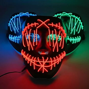 Halloween Neon Led Svetlo Maska Masque Maškaráda Strany Masky Svetla Žiariť v Tme Hororové Masky Žiariace Masker