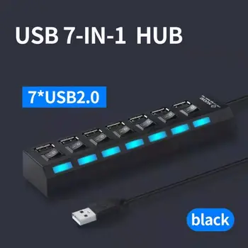High-rýchlosť 7-port USB 2.0 Adaptér S Nezávislé Prepínanie Hub Prenosný Rozbočovač Pre Notebook Multi-zariadenia Podporu Plug-and-play,