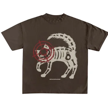 Hip-hop Y2k Mens Punk T Shirt Streetwear Mačka Vzor Tlače Gotický T-Shirt 2023 Harajuku Bežné Bavlnené Krátke Sleeve Tee Top