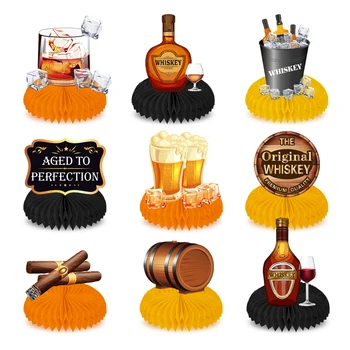 Honeycomb Ornament Whisky Víno Tému Party Club Ploche Remesiel Dekorácie Stola Pozadie Dodávky