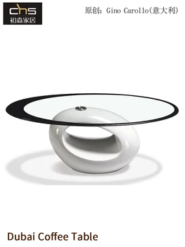 Hot-predaj domácnosti glass technológií plastové technológie čaj stôl s veľkými otvormi, jednoduchý moderný dizajnér oválne okraja skla