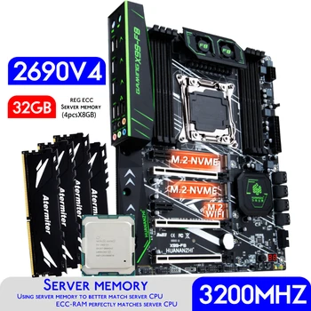 HUANANZHI X99 F8 X99 základná Doska S procesorom Intel XEON E5 2690 v4 S 32GB 4 * 8GB 3200MHZ DDR4 Pamäte ECC REG Combo Kit Set NVME