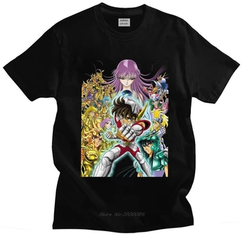 Japonskej Mytológie Manga Tee Top Saint Seiya T Shirt Mužov Bavlnené Tričko Krátke Rukávy Rytieri Zverokruhu T-shirts Oblečenie