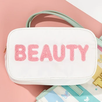 Jednoduché Listy Make-Up Kabelky Prenosné, Nepremokavé Kožené Zips Wash Bag Veľkú Kapacitu Krásy Prípade Pre Víkendové Cestovanie