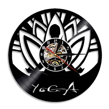Jóga 3D Nástenné Hodiny, Moderné, Aby Vinyl Kreatívne Nástenné Art Decor Pre Jogy Klub Hinduistickej Filozofie Dekoratívne Hodiny