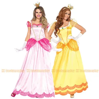 Karneval, Halloween Lady Peach Princess Kostým Super Brat Oblečenie Spooktacular Cosplay Maškarný Party Šaty