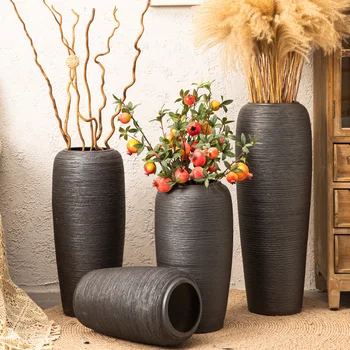 Keramické Podlahy Black Váza Groot Dekoratívne Estetické Vysoký Minimalistický Kvety, Vázy Dizajn Obývacia Izba Vaso Za Fiori Dekorácie