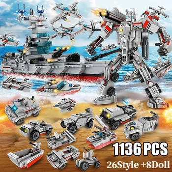 Kompatibilné s Lego Námorníctvo Loď vojnovej lode Lietadlá Stavebné Bloky pre Chlapcov Navy War Chariot Loď Armády Loď, Lietadlo Tehly Hračky